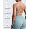 image:imageAoxjox Womens Workout Sports Bras Cross Back Fitness Athletic Velura Ruched Bra PlushFlex Yoga Crop TankCloud Steel Blue