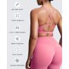 image:imageAoxjox Womens Workout Sports Bras Cross Back Fitness Athletic Velura Ruched Bra PlushFlex Yoga Crop TankRose Clay