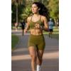 image:imageAoxjox Womens Workout Velura Biker Shorts High Waisted Hidden Scrunch PlushFlex Athletic Yoga Short 6Moss