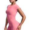image:imageAoxjox Womens Cap Sleeve TShirts Crew Neck Velura Ruched Tee Without Padded Workout PlushFlex Gym Yoga Crop TopRose Clay