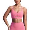 image:imageAoxjox Womens Workout Sports Bras Cross Back Fitness Athletic Velura Ruched Bra PlushFlex Yoga Crop TankRose Clay