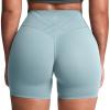 image:imageAoxjox Womens Workout Velura Biker Shorts High Waisted Hidden Scrunch PlushFlex Athletic Yoga Short 6Cloud Steel Blue