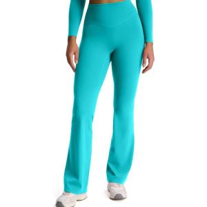 image:imageAoxjox Flare Leggings for Women Metamorph MidRise Hidden Scrunch Butt Lifting Wide Leg Yoga Pants 303234Lagoon Teal