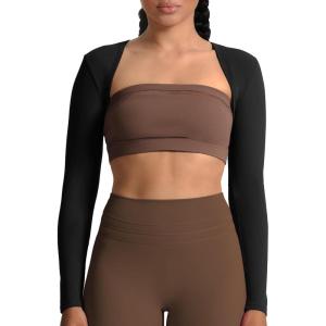 image:imageAoxjox Womens Long Sleeve Open Front Lexi Lined Bolero Shrug Crop Top CardiganBlack