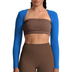 image:imageAoxjox Womens Long Sleeve Open Front Lexi Lined Bolero Shrug Crop Top CardiganDirectoire Blue