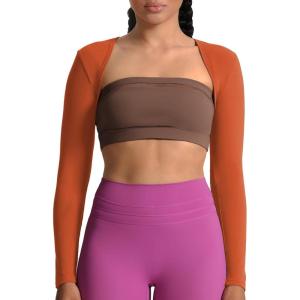 image:imageAoxjox Womens Long Sleeve Open Front Lexi Lined Bolero Shrug Crop Top CardiganEarthy Brown