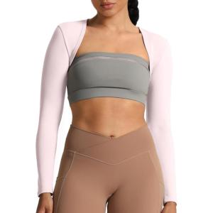 image:imageAoxjox Womens Long Sleeve Open Front Lexi Lined Bolero Shrug Crop Top CardiganSoft Blush