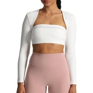 image:imageAoxjox Womens Long Sleeve Open Front Lexi Lined Bolero Shrug Crop Top CardiganWhite