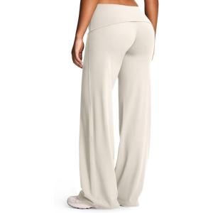 image:imageAoxjox Womens Workout Athlenza Fold Over Waist Straight Leg Bottoms Lumastretch Gym Yoga Pants 313335Vanilla Beige
