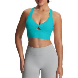 image:imageAoxjox Womens Workout Sports Bras Twist Front Fitness Training Gym Bra Yoga Crop Lola TankLagoon Teal
