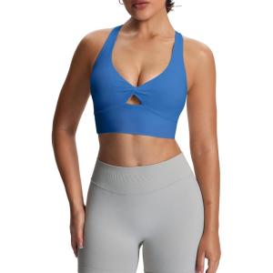 image:imageAoxjox Womens Workout Sports Bras Twist Front Fitness Training Gym Bra Yoga Crop Lola TankMotion Blue