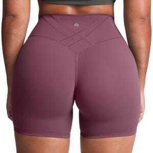 image:imageAoxjox Womens Workout Velura Biker Shorts High Waisted Hidden Scrunch PlushFlex Athletic Yoga Short 6Mauve Berry