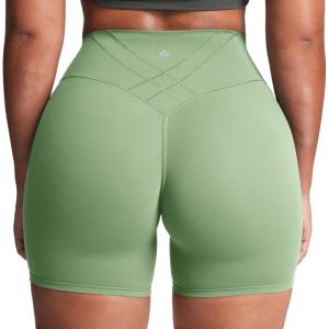 image:imageAoxjox Womens Workout Velura Biker Shorts High Waisted Hidden Scrunch PlushFlex Athletic Yoga Short 6Sage Drift