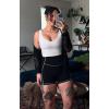 image:imageAoxjox Lexi Lined Workout Biker Shorts for Women Tummy Control High Waisted Exercise Athletic Gym Running Yoga Short 6Black and White