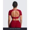 image:imageAoxjox Short Sleeve Crop Tops for Women Clarissa Hollow Back Workout Cropped T Shirt TopA Rumba Red