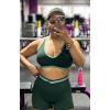 image:imageAoxjox Velma Workout Biker Shorts for Women Color Block CrossWaist High Waisted Exercise Gym Running Yoga Short 6Forest GreenSage Green