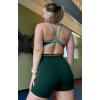 image:imageAoxjox Velma Workout Biker Shorts for Women Color Block CrossWaist High Waisted Exercise Gym Running Yoga Short 6Forest GreenSage Green