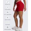 image:imageAoxjox Velma Workout Biker Shorts for Women Color Block CrossWaist High Waisted Exercise Gym Running Yoga Short 6Racing RedWhite