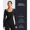 image:imageAoxjox Womens Athlenza Ruffle Wrap Tie Front Tops Long Sleeve Shrug Crop Top Ballet Yoga Workout CardiganBlack