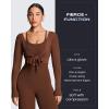 image:imageAoxjox Womens Athlenza Ruffle Wrap Tie Front Tops Long Sleeve Shrug Crop Top Ballet Yoga Workout CardiganBrown