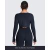 image:imageAoxjox Womens Athlenza Ruffle Wrap Tie Front Tops Long Sleeve Shrug Crop Top Ballet Yoga Workout CardiganNavy