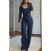 image:imageAoxjox Womens Athlenza Ruffle Wrap Tie Front Tops Long Sleeve Shrug Crop Top Ballet Yoga Workout CardiganNavy
