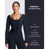 image:imageAoxjox Womens Athlenza Ruffle Wrap Tie Front Tops Long Sleeve Shrug Crop Top Ballet Yoga Workout CardiganNavy