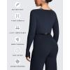 image:imageAoxjox Womens Athlenza Ruffle Wrap Tie Front Tops Long Sleeve Shrug Crop Top Ballet Yoga Workout CardiganNavy