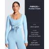 image:imageAoxjox Womens Athlenza Ruffle Wrap Tie Front Tops Long Sleeve Shrug Crop Top Ballet Yoga Workout CardiganPowder Blue