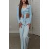 image:imageAoxjox Womens Athlenza Ruffle Wrap Tie Front Tops Long Sleeve Shrug Crop Top Ballet Yoga Workout CardiganPowder Blue