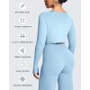 image:imageAoxjox Womens Athlenza Ruffle Wrap Tie Front Tops Long Sleeve Shrug Crop Top Ballet Yoga Workout CardiganPowder Blue