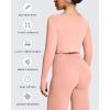 image:imageAoxjox Womens Athlenza Ruffle Wrap Tie Front Tops Long Sleeve Shrug Crop Top Ballet Yoga Workout CardiganSatin Nude Pink