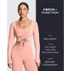 image:imageAoxjox Womens Athlenza Ruffle Wrap Tie Front Tops Long Sleeve Shrug Crop Top Ballet Yoga Workout CardiganSatin Nude Pink