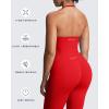 image:imageAoxjox Workout Seamless Sleeveless for Women Adjustable Halter Impact Longline Strappy Top Yoga Crop TanksRacing Red