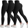 image:imageAoxjox High Waisted Workout Leggings for Women Tummy Control Buttery Soft Yoga Metamorph Deep V Pants 26Black 3 Pieces Pack