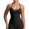 image:imageAoxjox Workout Seamless Sleeveless for Women Adjustable Halter Impact Longline Strappy Top Yoga Crop TanksBlack