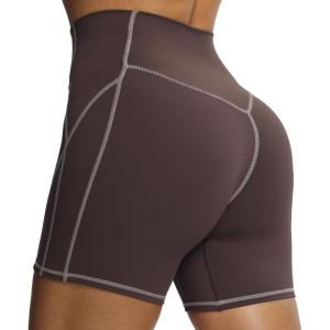 image:imageAoxjox Lexi Lined Workout Biker Shorts for Women Tummy Control High Waisted Exercise Athletic Gym Running Yoga Short 6MulchDriftwood