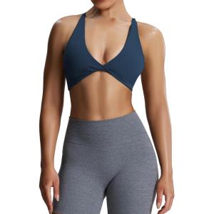 image:imageAoxjox Womens Workout Sports Bras Fitness Metamorph Sienna Twist Bra Yoga Crop TankBlueberry