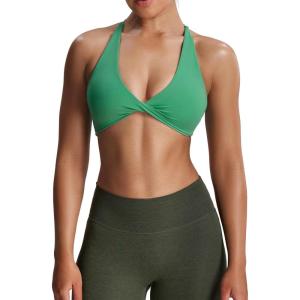 image:imageAoxjox Womens Workout Sports Bras Fitness Metamorph Sienna Twist Bra Yoga Crop TankBottle Green