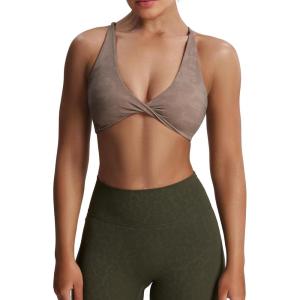 image:imageAoxjox Womens Workout Sports Bras Fitness Metamorph Sienna Twist Bra Yoga Crop TankCloud Fade Mocha