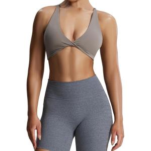 image:imageAoxjox Womens Workout Sports Bras Fitness Metamorph Sienna Twist Bra Yoga Crop TankDriftwood