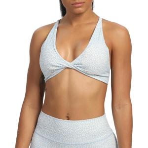 image:imageAoxjox Womens Workout Sports Bras Fitness Metamorph Sienna Twist Bra Yoga Crop TankLight Blue Dot Print