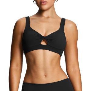 image:imageAoxjox Womens Workout Sports Bras Fitness Training Gym Athlenza Twist Low Impact Bra Lumastretch Yoga Crop TankBlack Run Small  Size Up