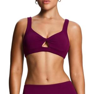 image:imageAoxjox Womens Workout Sports Bras Fitness Training Gym Athlenza Twist Low Impact Bra Lumastretch Yoga Crop TankBurgundy Run Small  Size Up