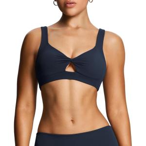 image:imageAoxjox Womens Workout Sports Bras Fitness Training Gym Athlenza Twist Low Impact Bra Lumastretch Yoga Crop TankNavy Run Small  Size Up