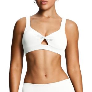image:imageAoxjox Womens Workout Sports Bras Fitness Training Gym Athlenza Twist Low Impact Bra Lumastretch Yoga Crop TankWhite Run Small  Size Up