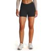 image:imageAoxjox Vanity Workout Biker Shorts for Women V Waist Tummy Control High Waisted Hidden Scrunch Running Yoga Short 45Black