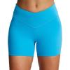 image:imageAoxjox Vanity Workout Biker Shorts for Women V Waist Tummy Control High Waisted Hidden Scrunch Running Yoga Short 45Blithe Blue