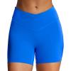 image:imageAoxjox Vanity Workout Biker Shorts for Women V Waist Tummy Control High Waisted Hidden Scrunch Running Yoga Short 45Directoire Blue