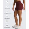 image:imageAoxjox Venus Workout Biker Shorts for Women CrossWaist Tummy Control High Waisted Hidden Scrunch Yoga Short 567Rum Raisin